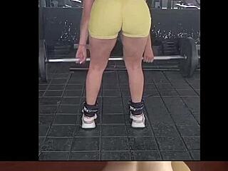 cute colombian teen nicole medallo sweats in gym for hot latina fucking