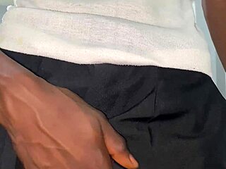 Thug teen strokes massive black cock outdoors