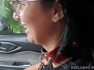 Wife unleashed from leash takes multiple cocks in public gloryhole