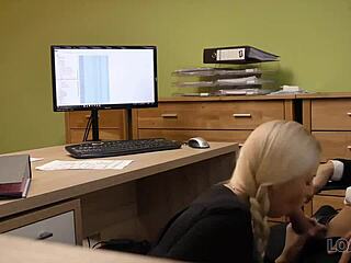 naughty agent performs sex casting in loan office
