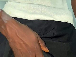 Thug teen strokes massive black cock outdoors