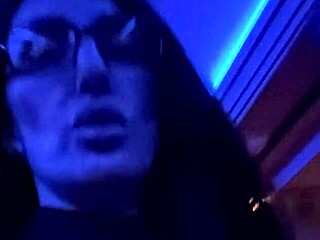 Club lights ignite my sexy brunette milf pussy fuck frenzy