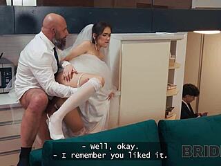Bride's shaved pussy tempts all at wedding hardcore