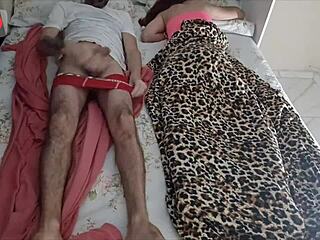 mature tricks young neighbor into bed handjob cum