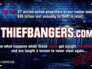 Goth Shoplifting Teen Fucked Hard by Cop Before Geeky Boyfriend