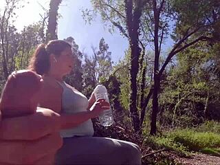 Exhibitionist milf seduced for outdoor suck fuck and facial cumshot