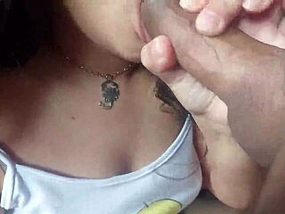Latina teen deepthroats massive cock and gulps every drop passionately