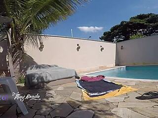 Milf Requests Pharmacy Delivery Boy Rub Sunscreen On Outdoor Body