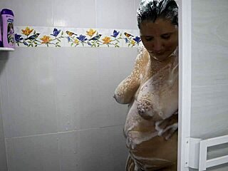 Big Titted Chubby Latina Splashes In Shower