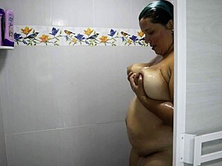 Big Titted Chubby Latina Splashes In Shower