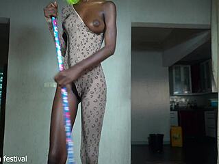 skinny ebony maid rocks sluttiest outfit for play