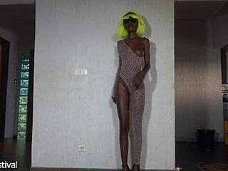 skinny ebony maid rocks sluttiest outfit for play