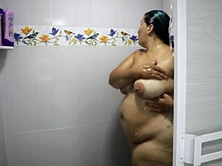 Big Titted Chubby Latina Splashes In Shower