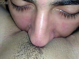 brunette milf's juicy swollen pussy gets licked in homemade cunilingus