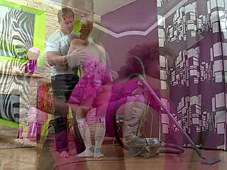 redhead petite teen sucks big cock better than her vacuum moans wildly