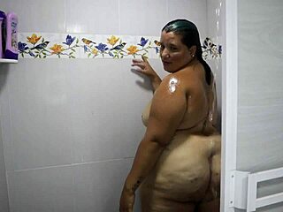 Big Titted Chubby Latina Splashes In Shower