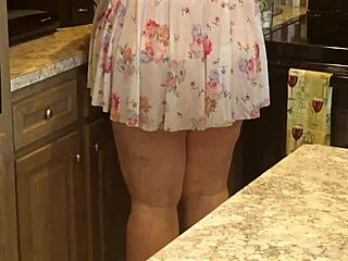 Bbw Maid Flashes Juicy Curves in Mini Dress While Shower Cleaning