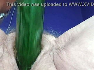 Oma, your hairy pussy and ass love that cucumber deep