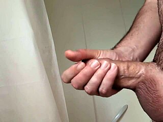 Solo Cock Masturbation Close-Up Before Steamy Bath