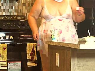 Bbw Maid Flashes Juicy Curves in Mini Dress While Shower Cleaning