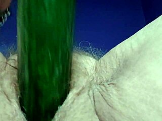 Oma, your hairy pussy and ass love that cucumber deep