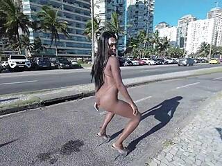 brazilian carnaval babes strut naked streets into wild reverse gangbang orgy party