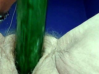 Oma, your hairy pussy and ass love that cucumber deep