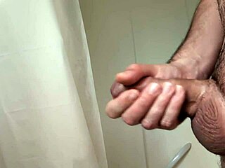 Solo Cock Masturbation Close-Up Before Steamy Bath