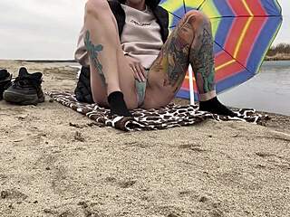 Beach Masturbation Lesbians Shaved Pussies Toys Orgasm Public Fuck!