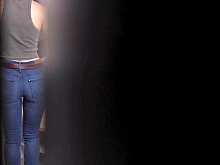 secretary's tight jeans hide panty line but her big ass teases at work!