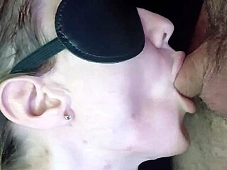 blonde wife gives sloppy close-up dick sucking orgasm