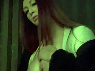 italian milf flashes big tits nipples smoking solo fetish