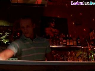 strapon dommes humiliate and fuck sissy in crowded bar