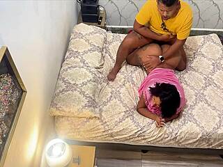 hidden cam catches sexy petite latina milf in passionate bedroom creampie action