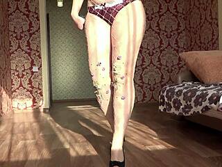 A Gorgeous Milf's Big Ass And Sexy Legs In Pantyhose Fishnets And Leggings Foot Fetish