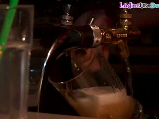 strapon dommes humiliate and fuck sissy in crowded bar