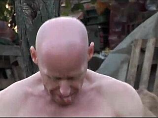 step grandma whore bends for old man pounding