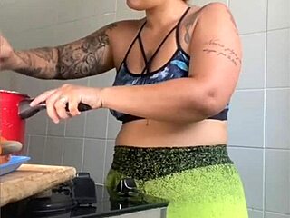 she films cooking videos online but really just flashes her swollen pussy
