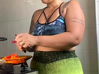 she films cooking videos online but really just flashes her swollen pussy