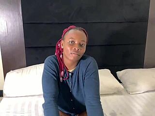 Pretty ebony teen Joy's horny casting reveals homemade teen temptation