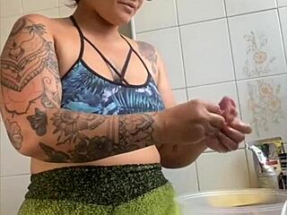 she films cooking videos online but really just flashes her swollen pussy