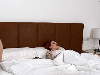 Naughty hotel romp stepmom and stepsis share stepson's cock!