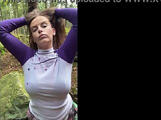 Busty Flexible European Milf Poses Outdoor