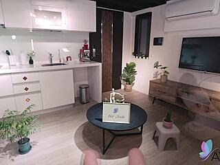 brunette chinese babe rides boyfriend wildly doggystyle pov