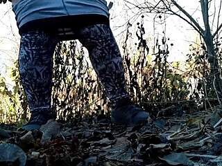 Mature pisses wildly in nature's embrace!