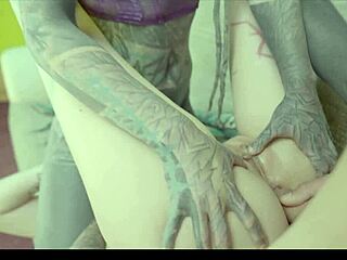 Two tattooed girls assfucked gaping by monster cock pov