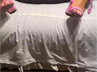 amateur milf wife footjobs uncircumcised fan's monster cock with sandals on webcam