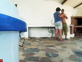 couple enculates fat ass near barbacoa with cumshot finish