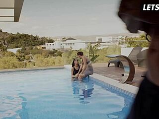 😍 stunning czech teen cougar threesome pool ride! 🔥