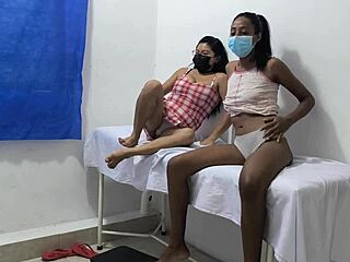 Wow! Horny Mexican Lesbians Grope Tits In Office!